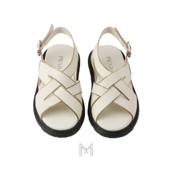 Sandal Prada Antiqued leather màu trắng chính hãng MHHP021