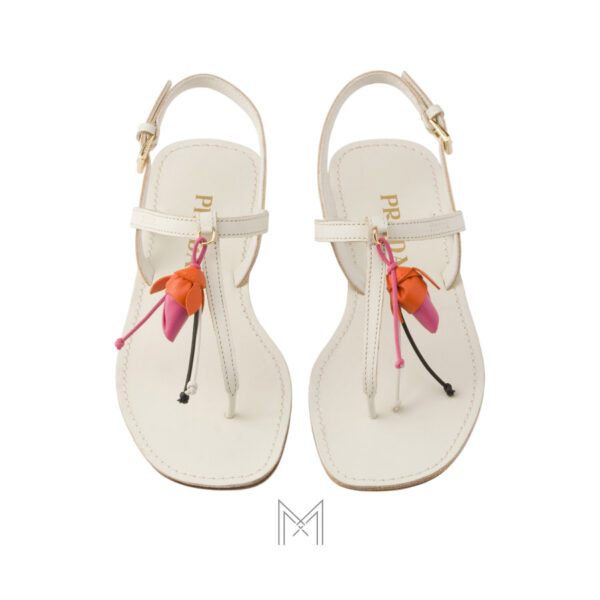 Sandal Prada Antiqued leather màu trắng chính hãng MHHP015