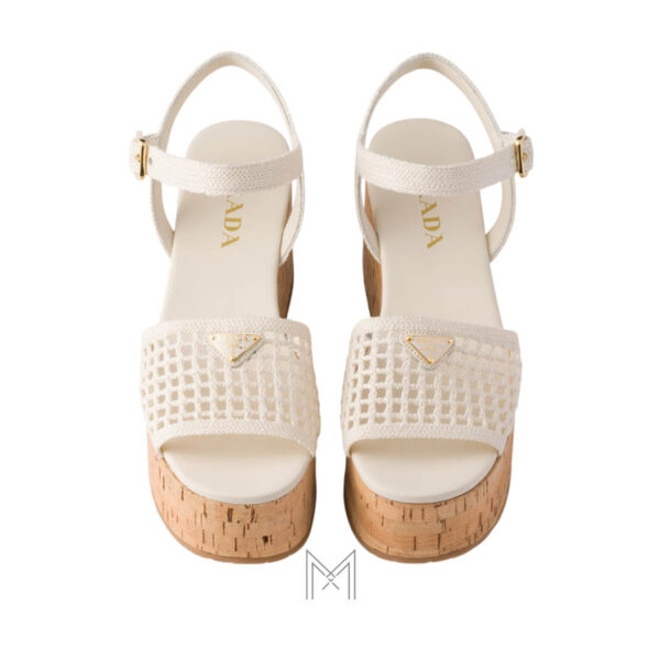 Sandal đế xuồng Prada Crochet màu trắng chính hãng MHHP044