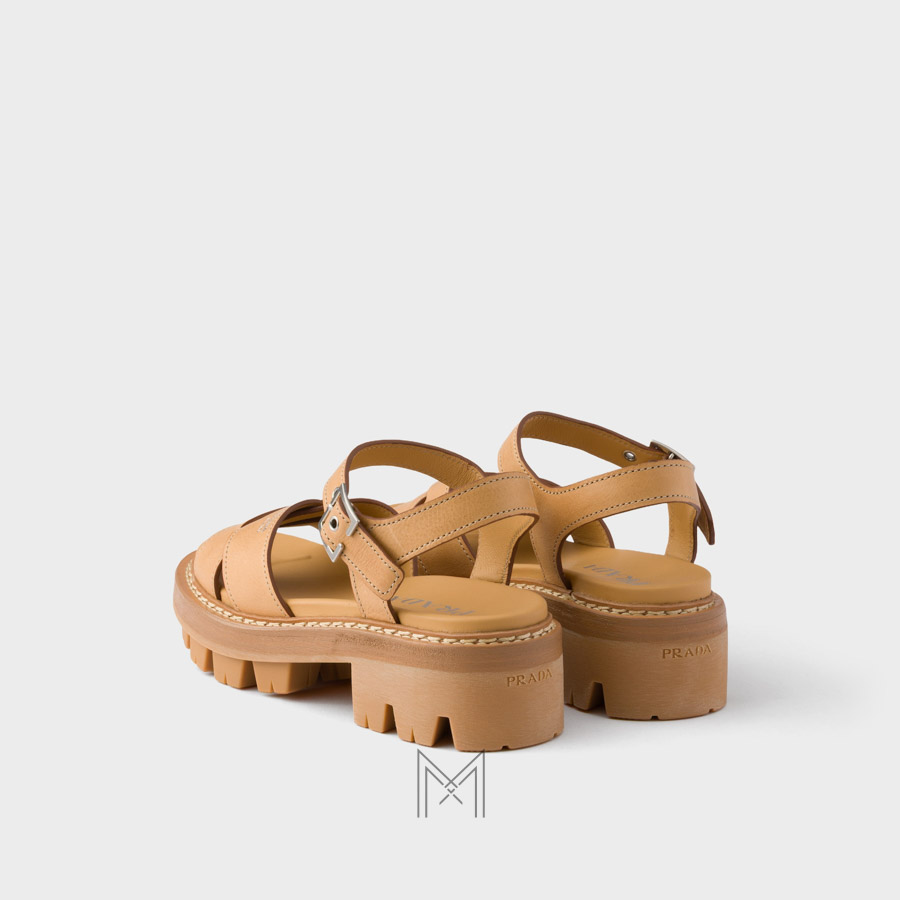 Dép quai hậu Prada da màu nâu hàng hiệu authentic MHHP027 2026 Dép quai hậu Prada da màu nâu hàng hiệu authentic MHHP027 2026