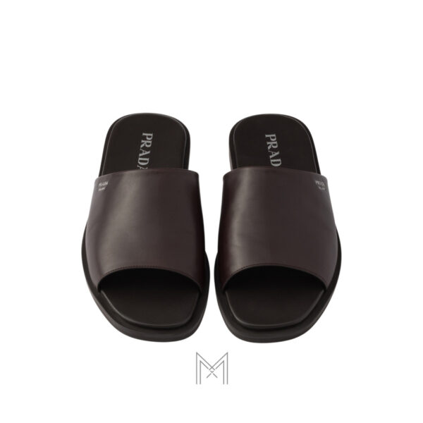 Dép quai ngang Prada da màu nâu hàng hiệu authentic MHHP053