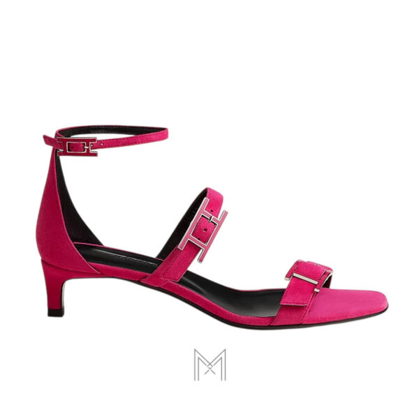 Sandal cao gót Hermes Liv 40 chính hãng màu hồng MHHH068