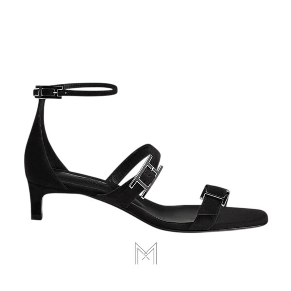 Sandal cao gót Hermes Liv 40 chính hãng màu đen MHHH069