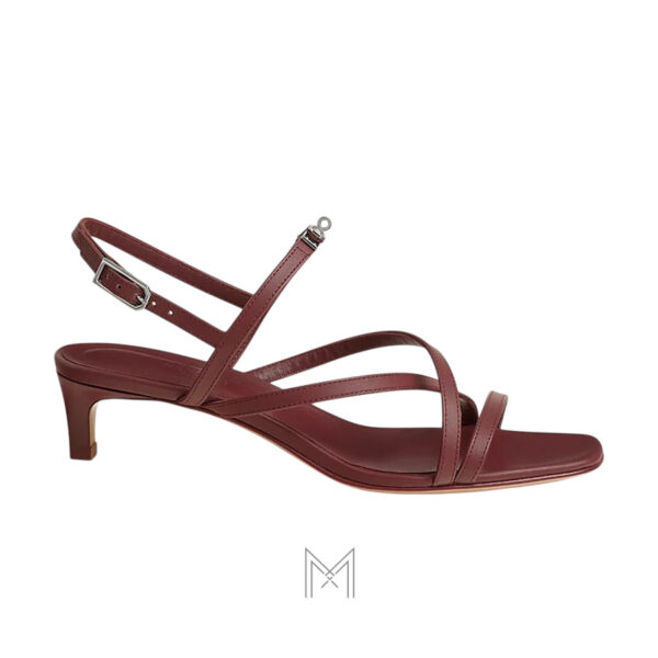 Sandal cao gót Hermes Muse 40 chính hãng màu đỏ mận MHHH064