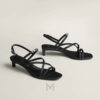 Sandal cao gót Hermes Muse 40 chính hãng màu đen khoá bạc MHHH065 2026