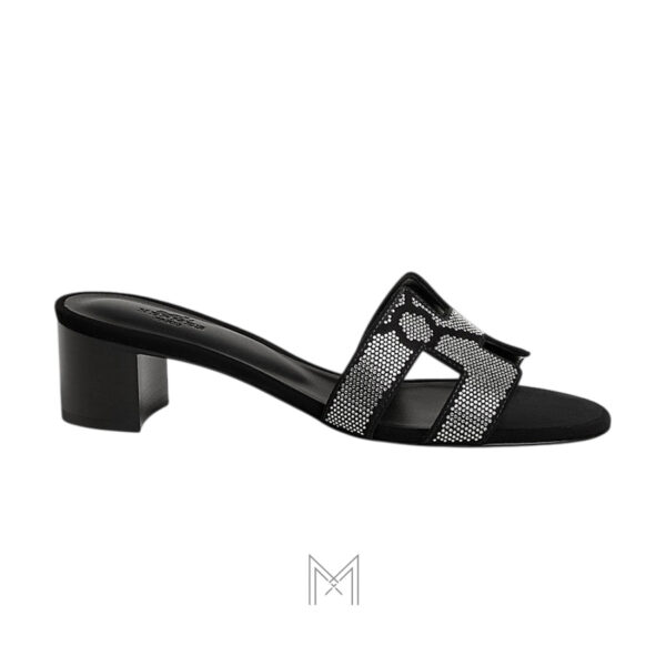 Cao gót Hermes Oasis chính hãng màu đen đính đá MHHH076