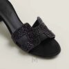 Cao gót Hermes Oasis chính hãng màu đen đính đá MHHH081 2026