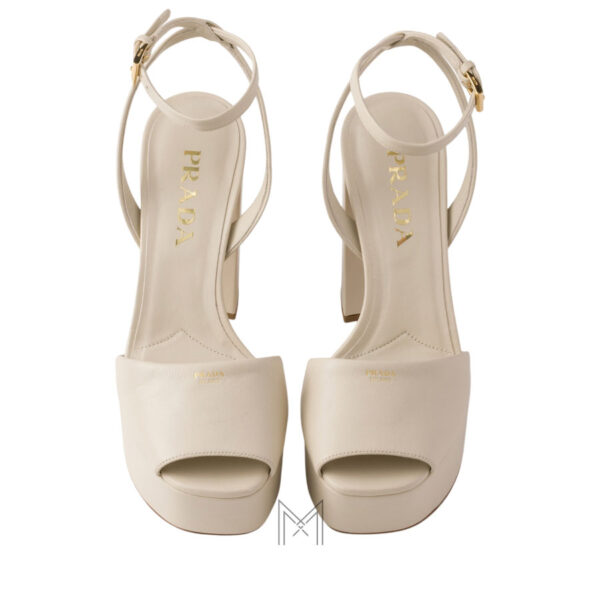 Sandal cao gót Prada da màu trắng ngà chính hãng MHHP040