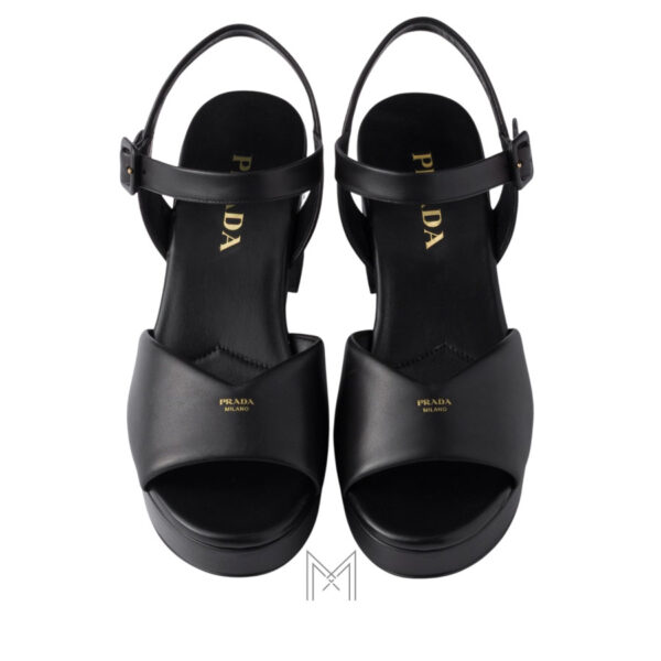 Sandal cao gót Prada Padded Nappa leather màu đen authentic MHHP035