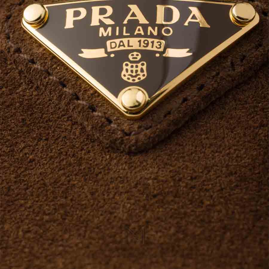 Sandal cao gót Prada màu nâu da lộn chính hãng MHHP018 2026 Sandal cao gót Prada màu nâu da lộn chính hãng MHHP018 2026
