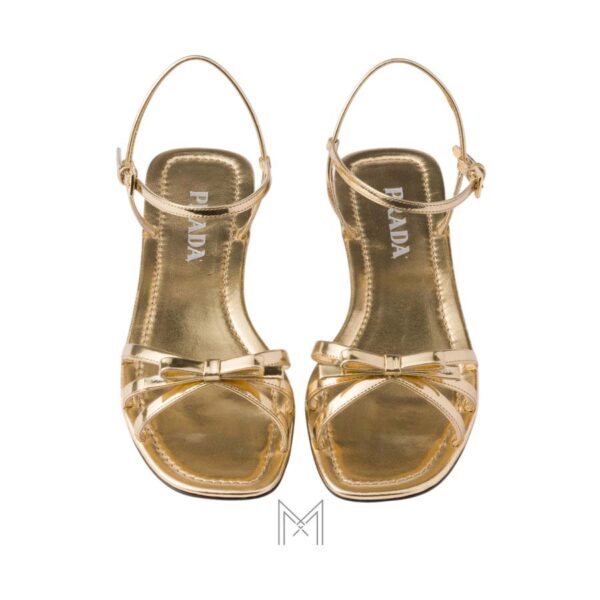 Sandal Prada Flat Metalic leather màu vàng chính hãng MHHP011