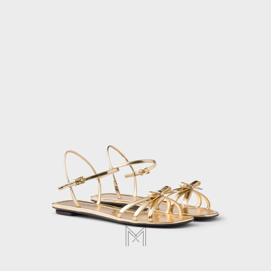 Sandal Prada Flat Metalic leather màu vàng chính hãng MHHP011 2026 Sandal Prada Flat Metalic leather màu vàng chính hãng MHHP011 2026