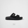 Dép quai ngang Prada Strap da màu đen chính hãng MHHP055 2026