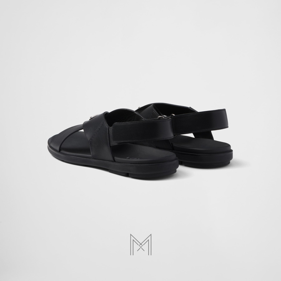Sandal quai chéo Prada da màu đen hàng hiệu authentic MHHP052 2026 Sandal quai chéo Prada da màu đen hàng hiệu authentic MHHP052 2026