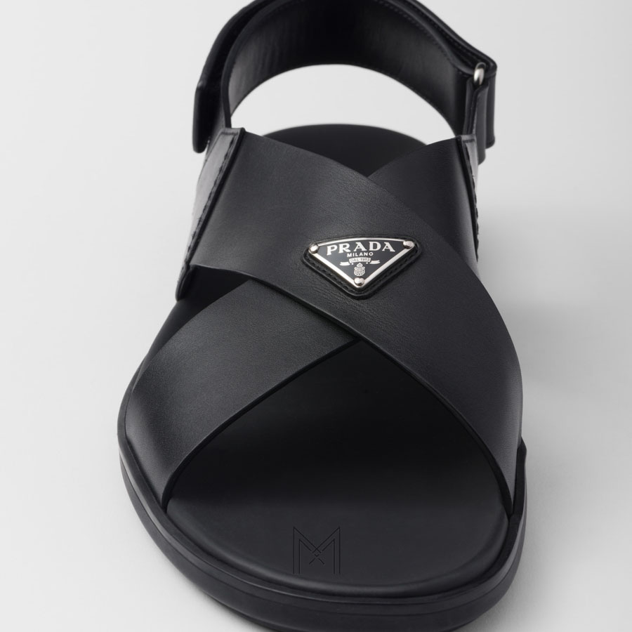 Sandal quai chéo Prada da màu đen hàng hiệu authentic MHHP052 2026 Sandal quai chéo Prada da màu đen hàng hiệu authentic MHHP052 2026