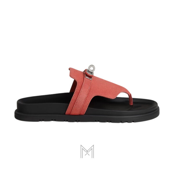 Dép kẹp Hermes Empire chính hãng màu cam da lộn MHHH032