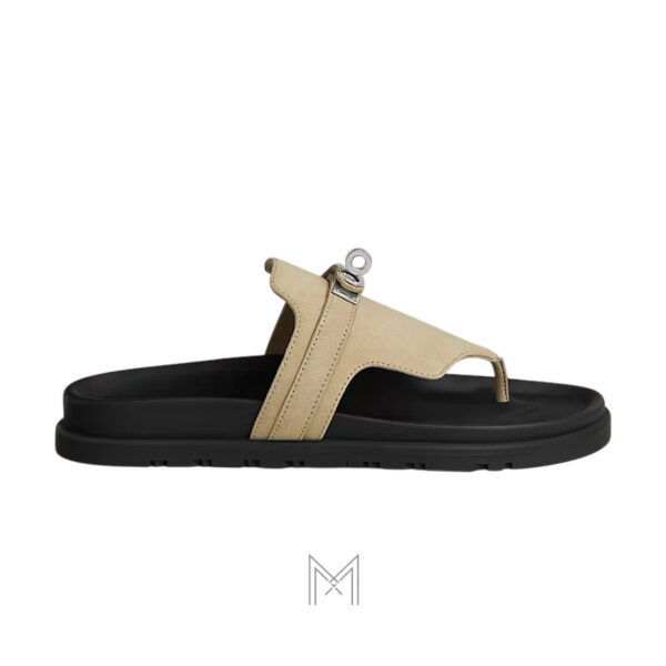 Dép kẹp Hermes Empire chính hãng màu be da lộn MHHH037