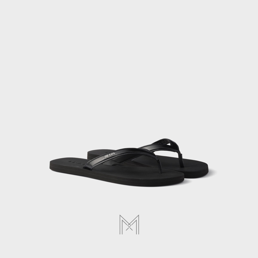 Dép xỏ ngón Prada Brushed leather Flip-flops màu đen authentic MHHP050 2026 Dép xỏ ngón Prada Brushed leather Flip-flops màu đen authentic MHHP050 2026