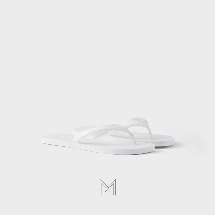 Dép xỏ ngón Prada Brushed leather Flip-flops màu trắng authentic MHHP049 2026 Dép xỏ ngón Prada Brushed leather Flip-flops màu trắng authentic MHHP049 2026