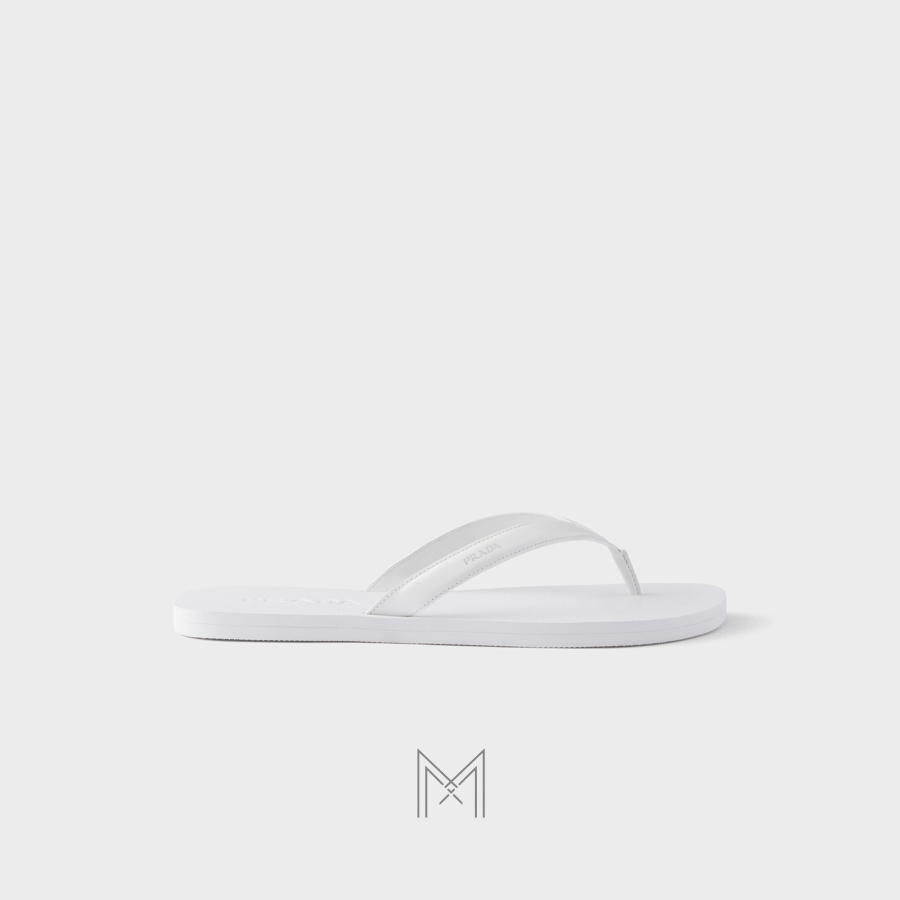 Dép xỏ ngón Prada Brushed leather Flip-flops màu trắng authentic MHHP049 2026 Dép xỏ ngón Prada Brushed leather Flip-flops màu trắng authentic MHHP049 2026