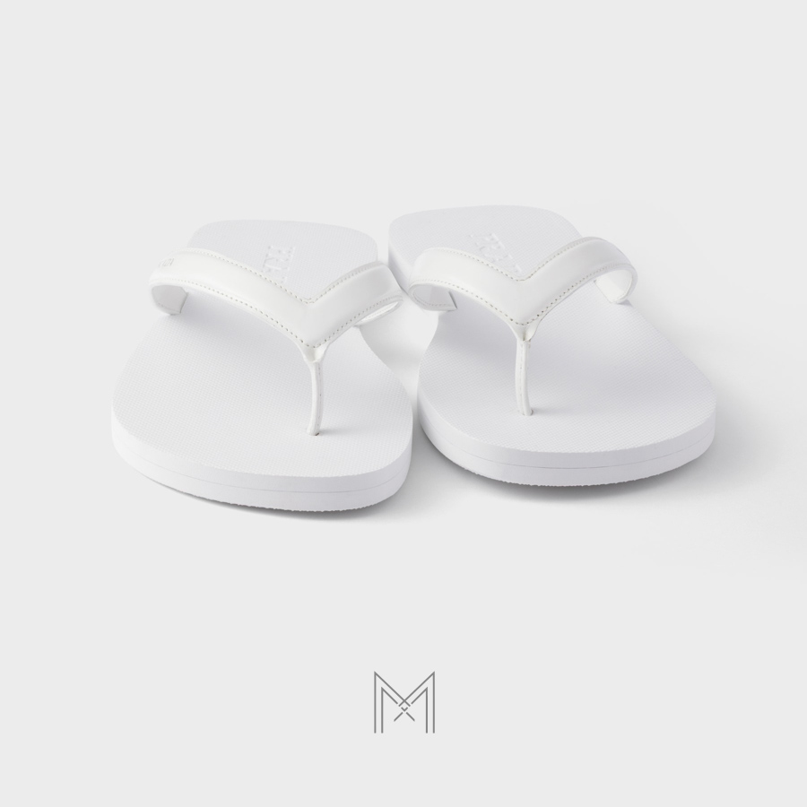 Dép xỏ ngón Prada Brushed leather Flip-flops màu trắng authentic MHHP049 2026 Dép xỏ ngón Prada Brushed leather Flip-flops màu trắng authentic MHHP049 2026