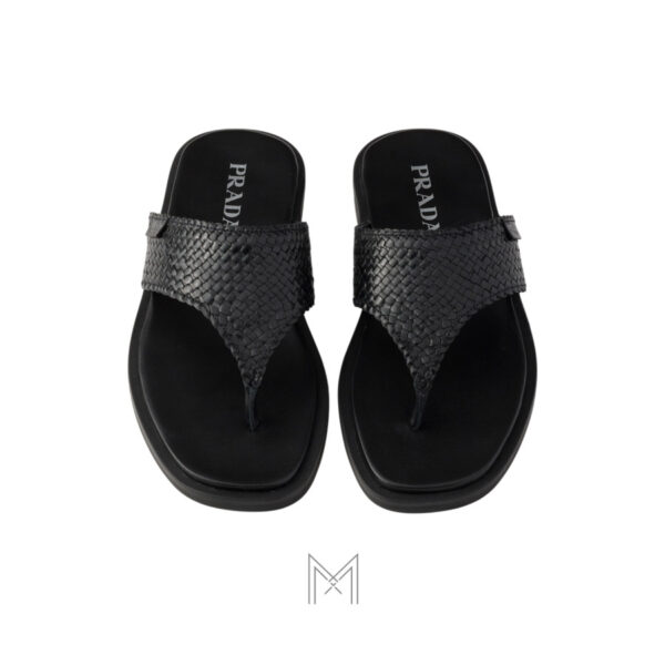 Dép xỏ ngón Prada da màu đen hàng hiệu chính hãng MHHP054