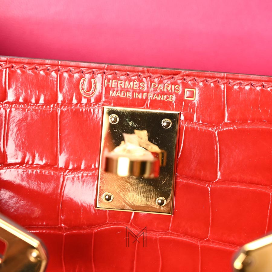 Túi Hermes Kelly mini màu đỏ da cá sấu chính hãng THM02 2026 Túi Hermes Kelly mini màu đỏ da cá sấu chính hãng THM02 2026