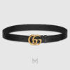 Thắt lưng Gucci dây da màu đen khoá Double G kim loại màu vàng chính hãng GTL01 2026