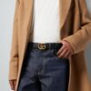 Thắt lưng Gucci dây da màu đen khoá Double G kim loại màu vàng chính hãng GTL01 2026