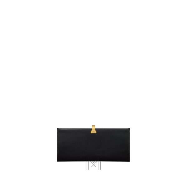 Túi cầm tay YSL màu đen khoá vàng authentic NTY016