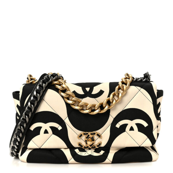 Túi xách đeo chéo Chanel C19 Flap phối màu hoạ tiết chính hãng TCN45