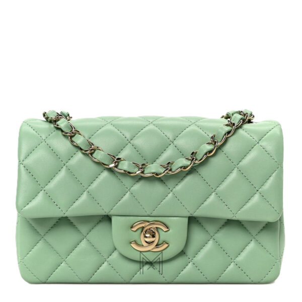 Túi Chanel mini 8 Rectangular Flap màu xanh da cừu chính hãng TCN20