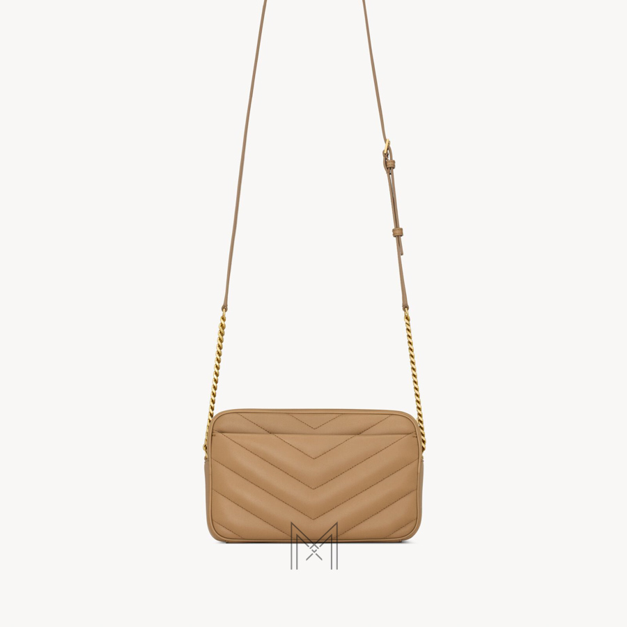 Túi xách đeo chéo YSL Loulou màu be đậm logo vàng authentic MHHY043 2026 Túi xách đeo chéo YSL Loulou màu be đậm logo vàng authentic MHHY043 2026