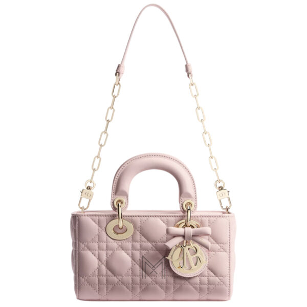 Túi Xách Hàng Hiệu Dior D-Joy Mini Hồng Đính Nơ Da Cừu Chính Hãng TR049