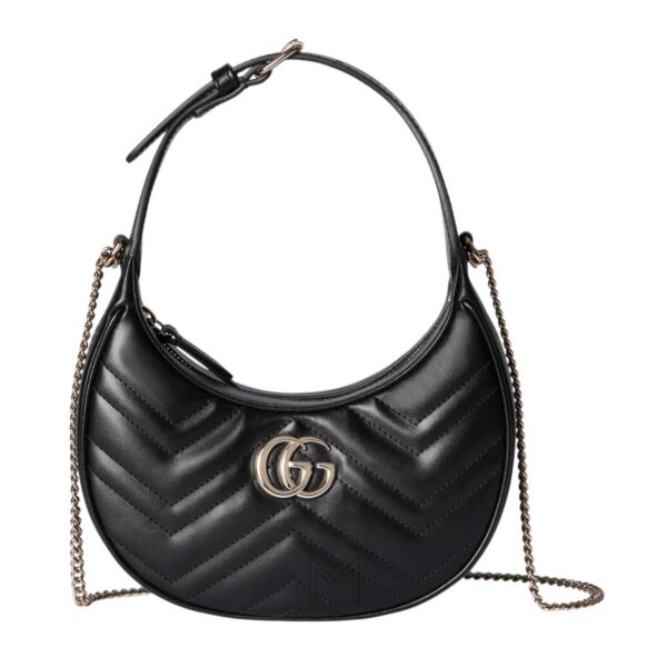 Túi Gucci dáng bầu màu đen logo bạc chính hãng NTG034