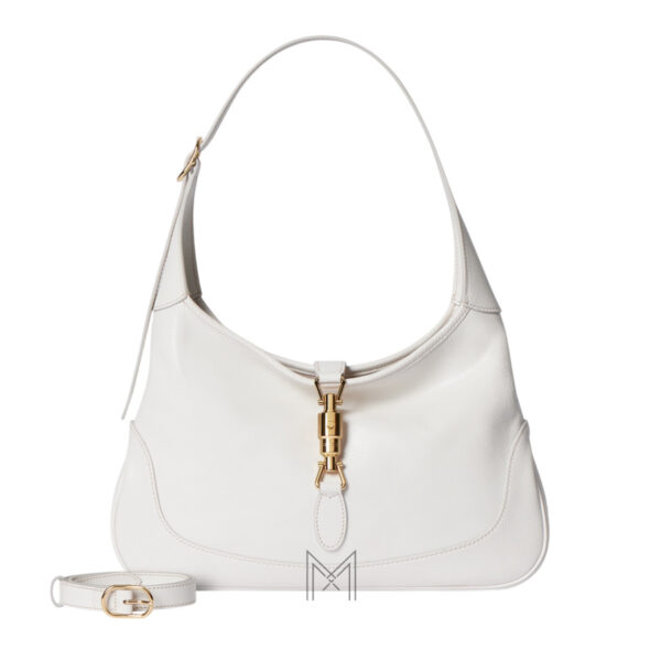 Túi kẹp nách Gucci màu trắng khoá vàng chính hãng NTG039