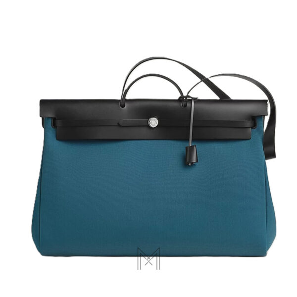 Túi Hermes Herbag Zip màu xanh canvas Militaire & da bò Hunter chính hãng THM10