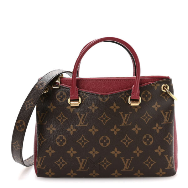 Túi Xách LV Pallas Màu Nâu Monogram Canvas Phối Đỏ Authentic LV 0214