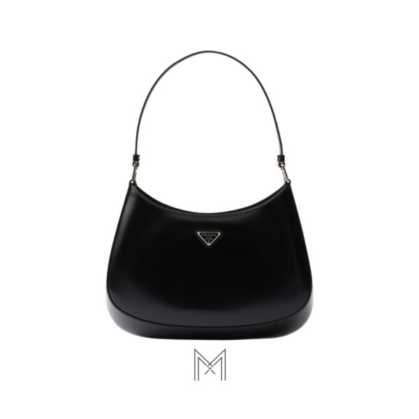 Túi kẹp nách Prada Cleo màu đen khoá bạc authentic TPD009