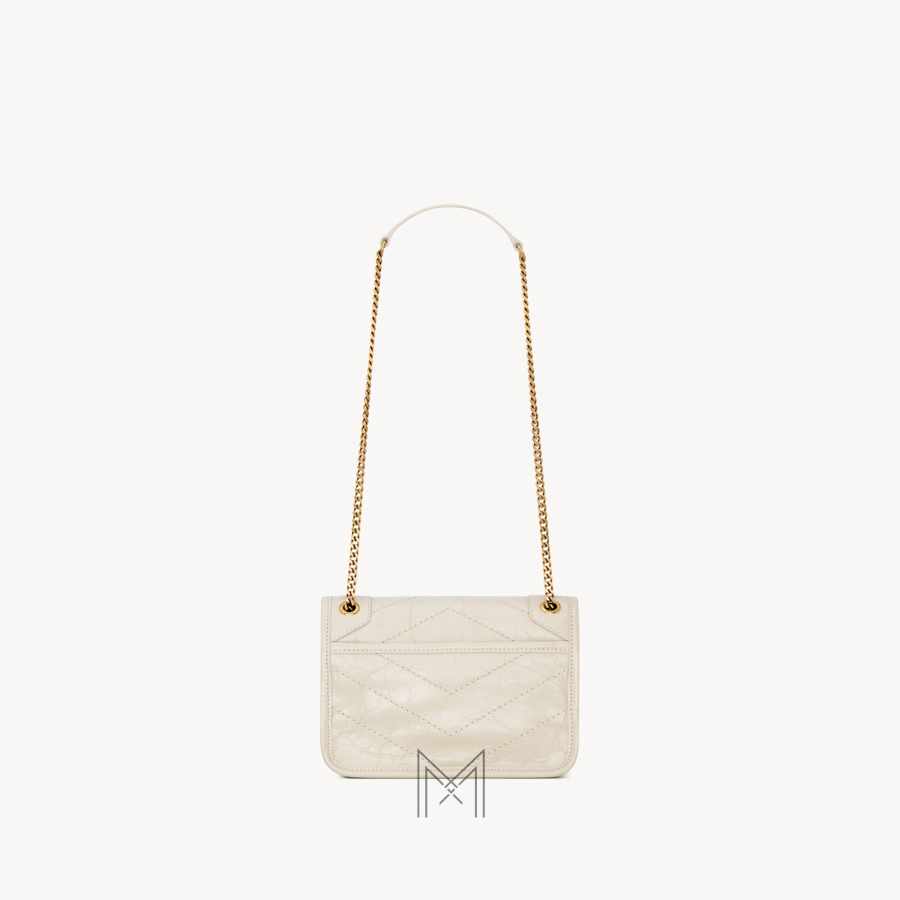 Túi xách đeo chéo YSL Niki màu trắng dây xích vàng authentic MHHY041 2026 Túi xách đeo chéo YSL Niki màu trắng dây xích vàng authentic MHHY041 2026