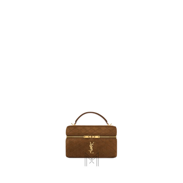 Túi xách đeo chéo mini YSL Gaby Vanity màu nâu da lộn chính hãng MHHY080