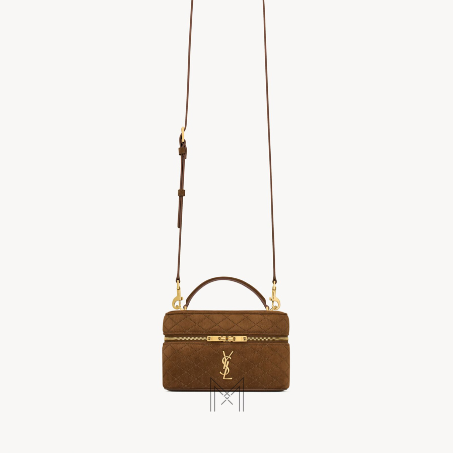Túi xách đeo chéo mini YSL Gaby Vanity màu nâu da lộn chính hãng MHHY080 2026 Túi xách đeo chéo mini YSL Gaby Vanity màu nâu da lộn chính hãng MHHY080 2026