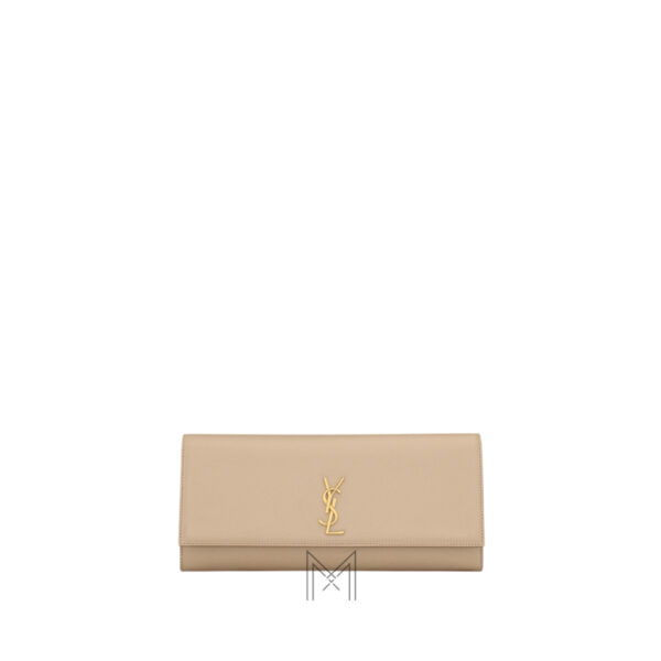 Túi xách cầm tay YSL Kate màu be da hạt logo vàng authentic MHHY060