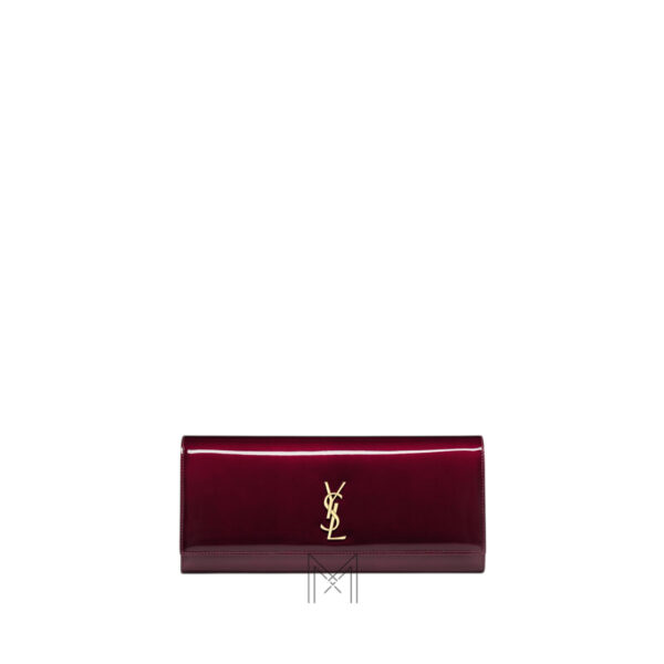Túi xách cầm tay YSL Kate Clutch màu đỏ rượu da bóng chính hãng MHHY074