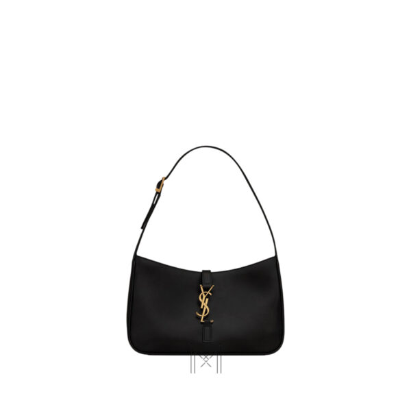 Túi xách YSL Le 5 À 7 màu đen da trơn logo vàng authentic MHHY097