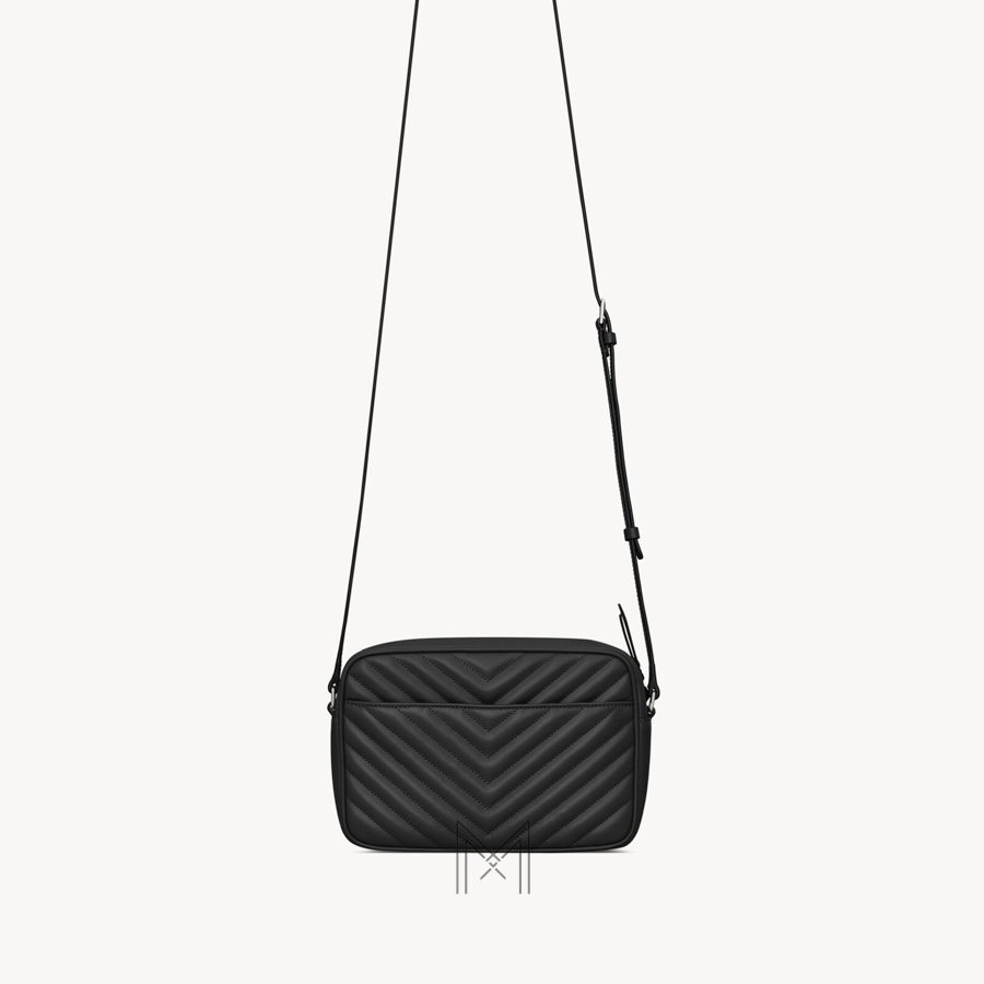 Túi xách đeo chéo YSL Lou màu đen logo bạc chính hãng MHHY034 2026 Túi xách đeo chéo YSL Lou màu đen logo bạc chính hãng MHHY034 2026