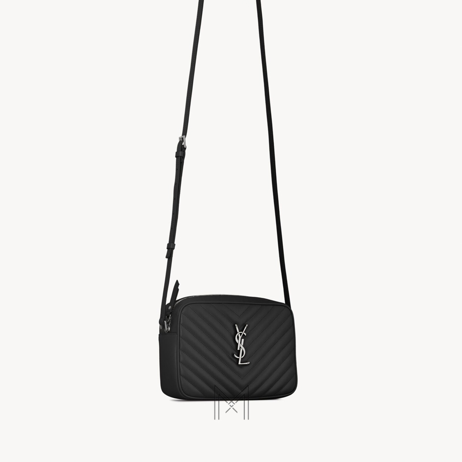 Túi xách đeo chéo YSL Lou màu đen logo bạc chính hãng MHHY034 2026 Túi xách đeo chéo YSL Lou màu đen logo bạc chính hãng MHHY034 2026