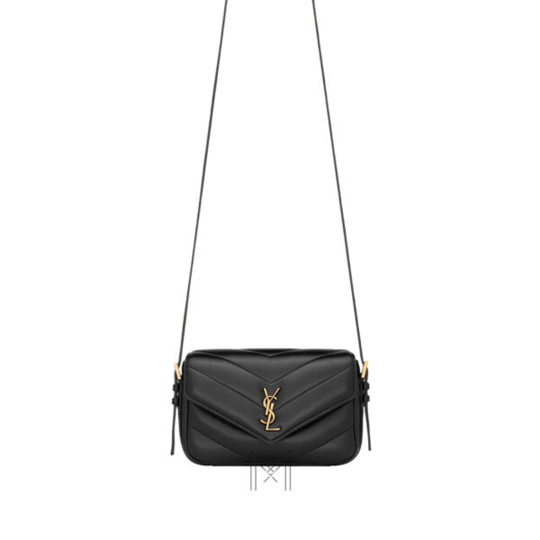 Túi xách đeo chéo YSL Loulou màu đen logo vàng authentic MHHY065