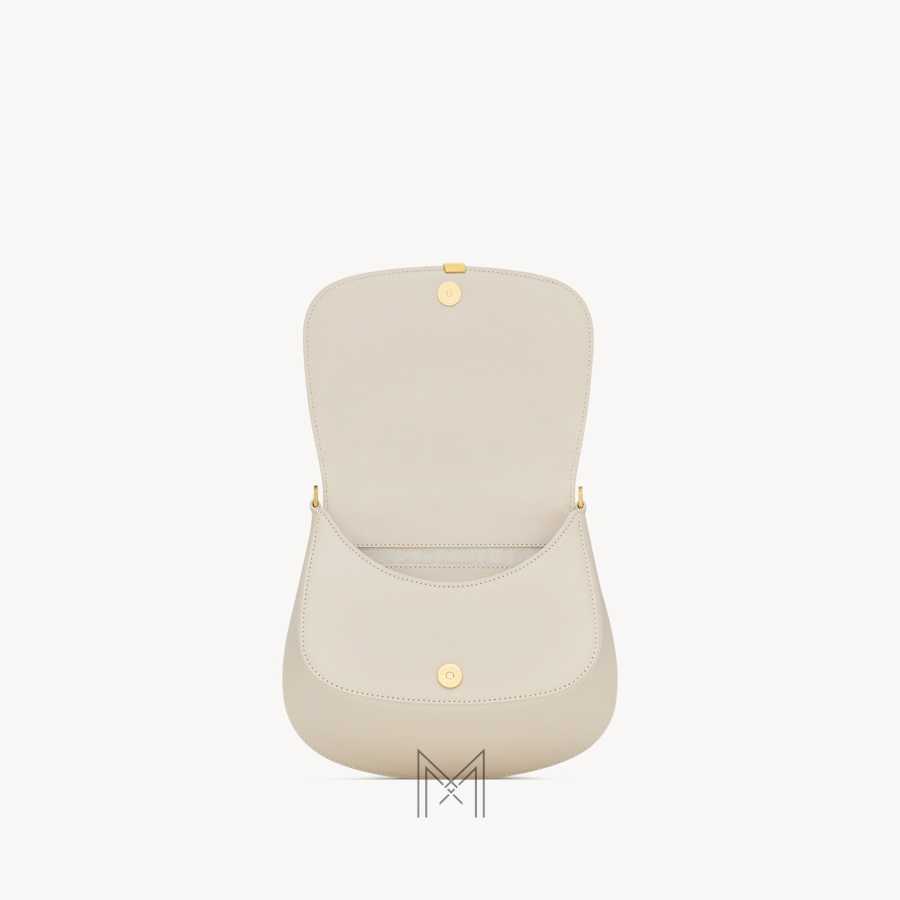 Túi xách YSL Voltaire màu trắng ngà da trơn logo vàng chính hãng MHHY085 2026 Túi xách YSL Voltaire màu trắng ngà da trơn logo vàng chính hãng MHHY085 2026