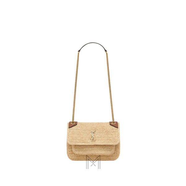 Túi xách đeo chéo mini YSL Niki màu vàng rơm dây xích vàng chính hãng MHHY081